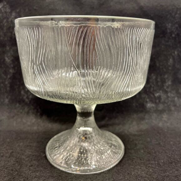 Vintage Hoosier Glass Wavy Clear Pedestal Candy Dish Compote - Picture 2 of 13